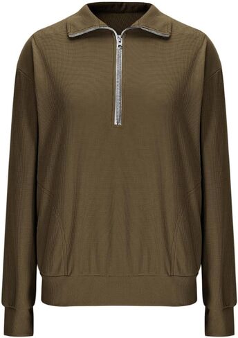 Womens Fall Sweatshirts Half Zip up Lapel Casual Long Sleeve Sweatshirts Loose Solid Color Pullover Tops in Saudi Arabia