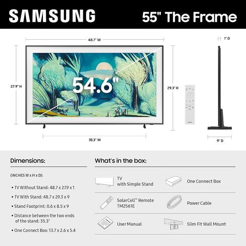 Samsung 55-Inch Class The Frame LS03F 4K QLED Smart TV (2025 Model) Slim Fit Wall Mount, Modern Frame Design, NQ4 AI Gen2 Processor, Art Mode, Artful Picture Quality, Samsung Vision AI, Alexa Built-in in Saudi Arabia