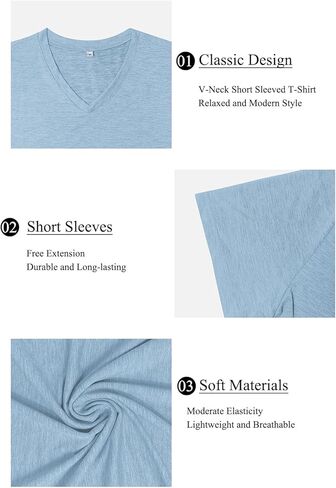 Kesihan Men's Thirts v Neck 2 Pack Tees Teasable Tears Eassion Essential assual tops in Kuwait