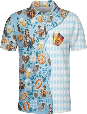 Octoberfest Polo Shirts for Men - German Beer Festival Mens Oktoberfest Shirt Short Sleeve Print Golf Polo T-Shirt in Saudi Arabia