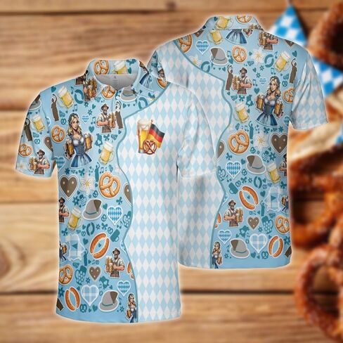 Octoberfest Polo Shirts for Men - German Beer Festival Mens Oktoberfest Shirt Short Sleeve Print Golf Polo T-Shirt in Saudi Arabia