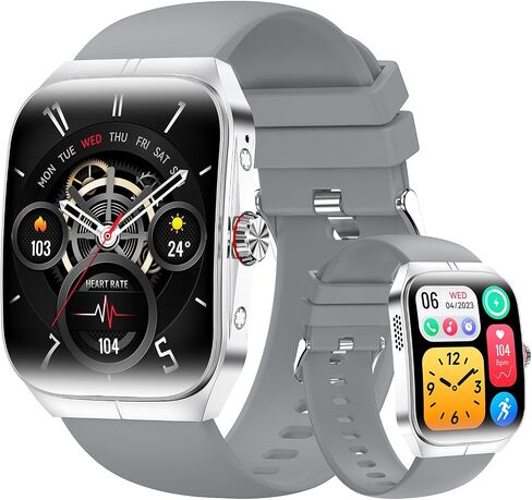 Smart Watch for Men Women, Fitness Tracker for Android/iOS, 1.95" AMOLED Screen Smartwatches with Weather Forecast, Blood Oxygen Monitor, Calls and Messages, Heart Rate(2 Watch Bands) Black in Saudi Arabia