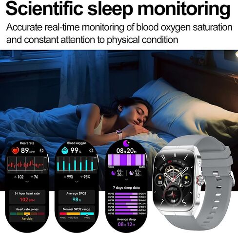 Smart Watch for Men Women, Fitness Tracker for Android/iOS, 1.95" AMOLED Screen Smartwatches with Weather Forecast, Blood Oxygen Monitor, Calls and Messages, Heart Rate(2 Watch Bands) Black in Saudi Arabia