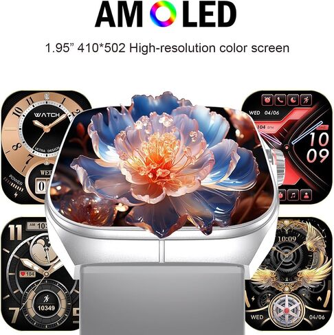 Smart Watch for Men Women, Fitness Tracker for Android/iOS, 1.95" AMOLED Screen Smartwatches with Weather Forecast, Blood Oxygen Monitor, Calls and Messages, Heart Rate(2 Watch Bands) Black in Saudi Arabia
