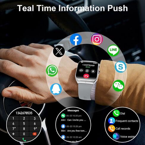 Smart Watch for Men Women, Fitness Tracker for Android/iOS, 1.95" AMOLED Screen Smartwatches with Weather Forecast, Blood Oxygen Monitor, Calls and Messages, Heart Rate(2 Watch Bands) Black in Saudi Arabia