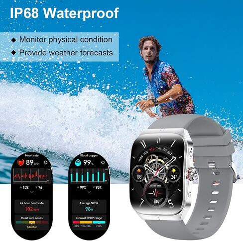 Smart Watch for Men Women, Fitness Tracker for Android/iOS, 1.95" AMOLED Screen Smartwatches with Weather Forecast, Blood Oxygen Monitor, Calls and Messages, Heart Rate(2 Watch Bands) Black in Saudi Arabia