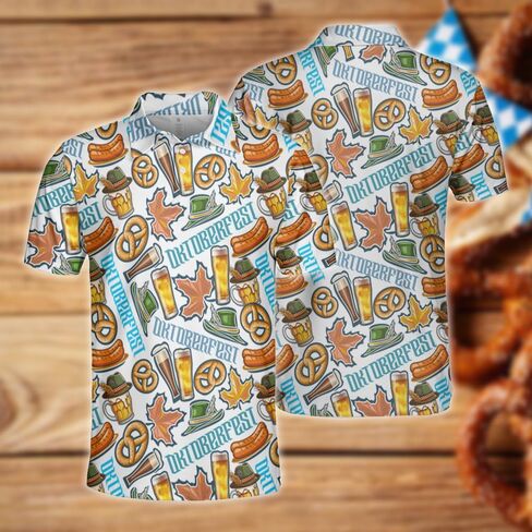 Octoberfest Polo Shirts for Men - German Beer Festival Mens Oktoberfest Shirt Short Sleeve Print Golf Polo T-Shirt in Saudi Arabia