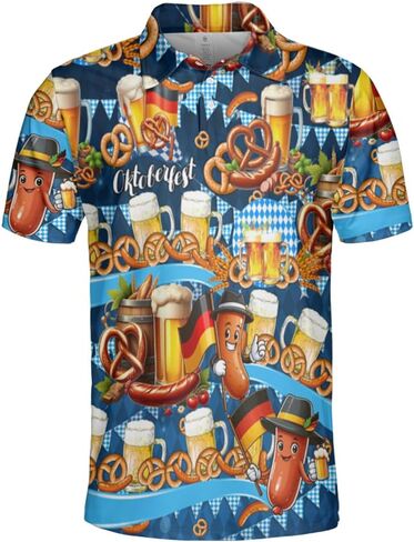 Octoberfest Polo Shirts for Men - German Beer Festival Mens Oktoberfest Shirt Short Sleeve Print Golf Polo T-Shirt in Saudi Arabia