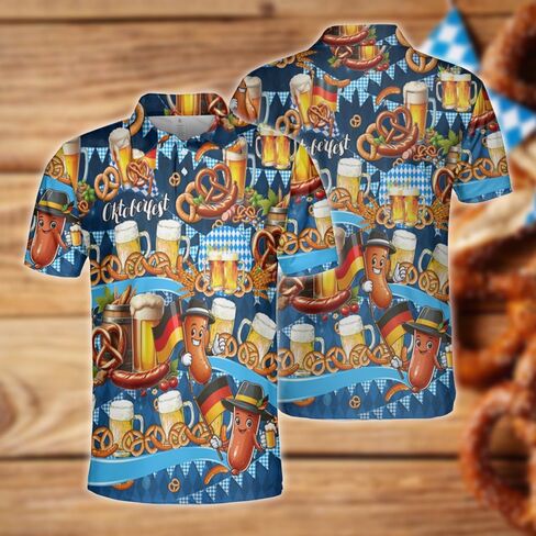 Octoberfest Polo Shirts for Men - German Beer Festival Mens Oktoberfest Shirt Short Sleeve Print Golf Polo T-Shirt in Saudi Arabia