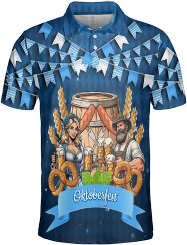 Octoberfest Polo Shirts for Men - German Beer Festival Mens Oktoberfest Shirt Short Sleeve Print Golf Polo T-Shirt in Saudi Arabia