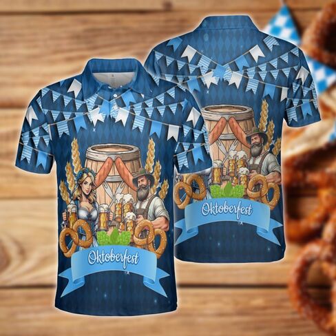 Octoberfest Polo Shirts for Men - German Beer Festival Mens Oktoberfest Shirt Short Sleeve Print Golf Polo T-Shirt in Saudi Arabia