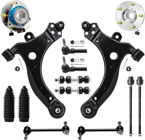 Detroit Axle - Front 14pc end Kit لـ Chevy Impala Monte Carlo Lacrosse Regal Century Grand Prix 2 Wheel Bearing Arms 2 Lower Control Arms 4 Tie Rods 2 Boots Replacement 4 Brity Sway Bars in Kuwait