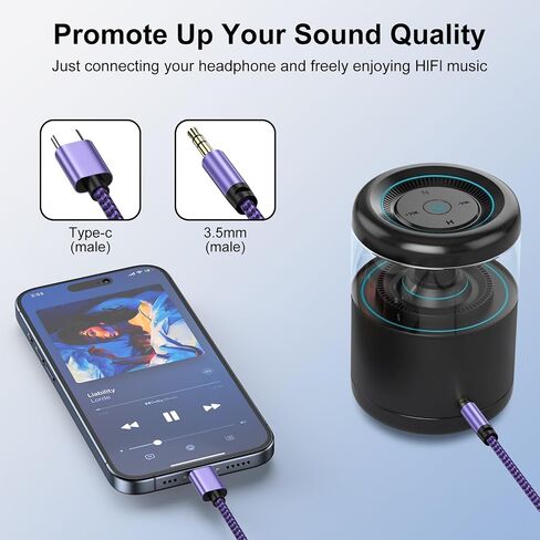 iPhone 16 Aux Cord for Car, [3.3ft] USB-C to 3.5mm Audio Auxiliary Jack Cable C-Type Headphone Car Stereo Cord for iPhone 16e/16 Plus/16 Pro/16 Pro Max/15, Samsung Galaxy S25 Ultra/S24 FE/S23 + in Saudi Arabia
