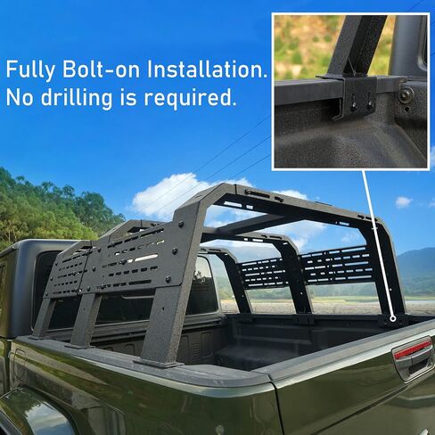 HOOKE ROAD 18.8 "رف سرير عالي البرية للشاحنات متوسطة الحجم بدون قضبان السرير - متوافقة مع Ford Ranger ، GMC Canyon ، Chevrolet Colorado ، Jeep Gladiator JT in Saudi Arabia