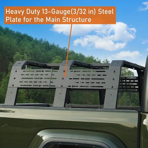 HOOKE ROAD 18.8 "رف سرير عالي البرية للشاحنات متوسطة الحجم بدون قضبان السرير - متوافقة مع Ford Ranger ، GMC Canyon ، Chevrolet Colorado ، Jeep Gladiator JT in Saudi Arabia