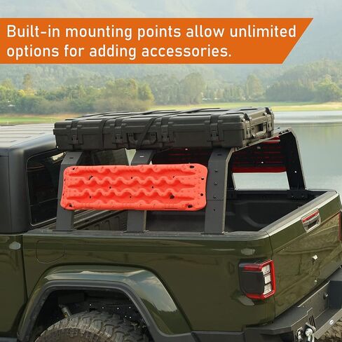 HOOKE ROAD 18.8 "رف سرير عالي البرية للشاحنات متوسطة الحجم بدون قضبان السرير - متوافقة مع Ford Ranger ، GMC Canyon ، Chevrolet Colorado ، Jeep Gladiator JT in Saudi Arabia