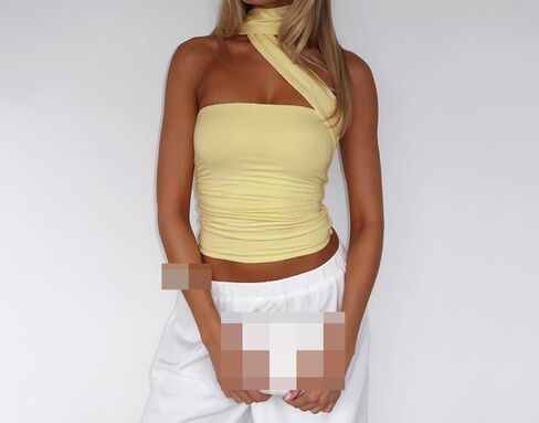 Women's Summer Casual Bandeau Tank Solid Color Sexy Tube Tops Casual Strapless Off The Shoulder Tunic with Ribbon in Saudi Arabia