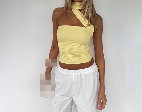 Women's Summer Casual Bandeau Tank Solid Color Sexy Tube Tops Casual Strapless Off The Shoulder Tunic with Ribbon in Saudi Arabia