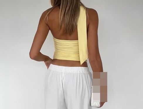 Women's Summer Casual Bandeau Tank Solid Color Sexy Tube Tops Casual Strapless Off The Shoulder Tunic with Ribbon in Saudi Arabia