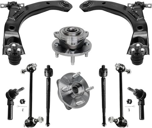 Detroit Axle-12pc مجموعة تعليق الواجهة الأمامية لـ 05-10 Chevy Cobalt ، 07-09 Pontiac G5 ، 05-06 Pontiac Pursuit ، أذرع التحكم السفلية مع قضبان التعادل المفصل في الكرة. in Saudi Arabia