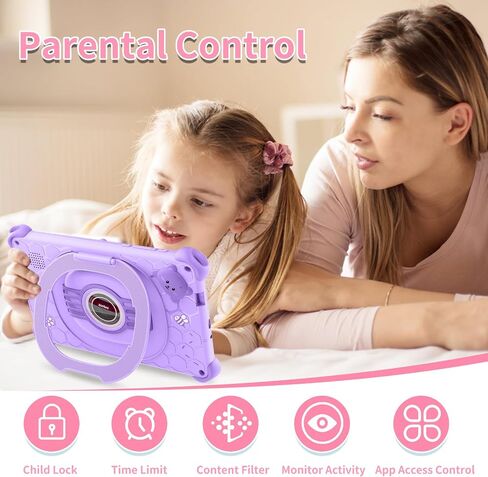 Kids Tablet 7" Toddler Learning Tablets for Child with Case 2GB RAM 32GB ROM Bluetooth WiFi GMS Parental Control Children-Tablet for Girls Boys Free Games and App Preinstalled, Pink in Saudi Arabia