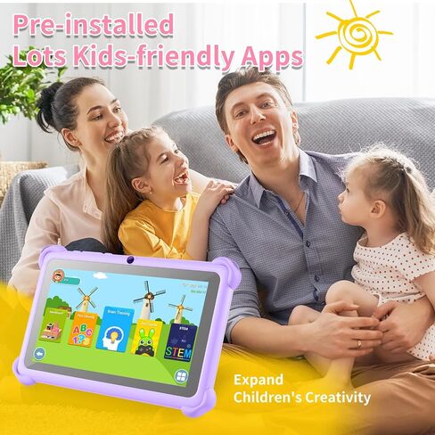 Kids Tablet 7" Toddler Learning Tablets for Child with Case 2GB RAM 32GB ROM Bluetooth WiFi GMS Parental Control Children-Tablet for Girls Boys Free Games and App Preinstalled, Pink in Saudi Arabia