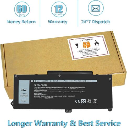 86Wh 69KF2 Battery 11.4V for Dell Alienware M15 M17 R3 R4 R5 R6 R7, XPS 15 9500 9510 9520, Precision 5550 5560 5570 , G7 15 7500 7510 7620, Inspiron 7510 7610 P87F P91F 70N2F M59JH 8FCTC 08FCTC 70N2F in Saudi Arabia