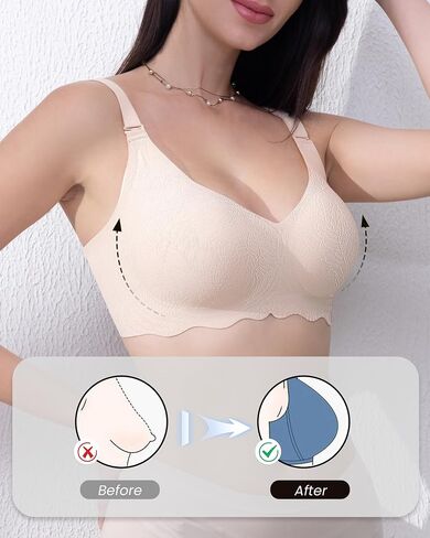 HORISUN Seamless Bra Womens Push Up No Underwire Lace Support Full Coverage Bra in Saudi Arabia