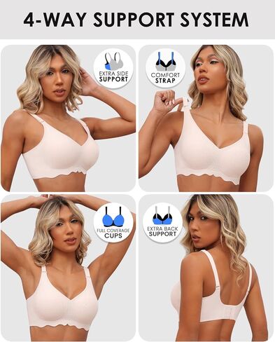 HORISUN Seamless Bra Womens Push Up No Underwire Lace Support Full Coverage Bra in Saudi Arabia
