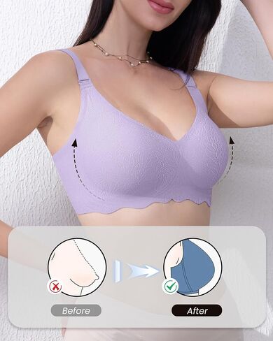 HORISUN Seamless Bra Womens Push Up No Underwire Lace Support Full Coverage Bra in Saudi Arabia