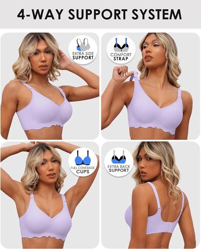 HORISUN Seamless Bra Womens Push Up No Underwire Lace Support Full Coverage Bra in Saudi Arabia