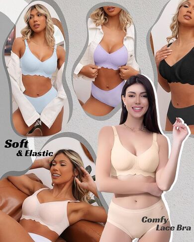 HORISUN Seamless Bra Womens Push Up No Underwire Lace Support Full Coverage Bra in Saudi Arabia