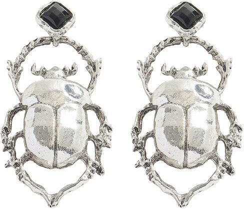 Alloy Gold Silver Scarab Beetle Earrings for Women, Vintage Insect Bug Dangle Earring, Unique Statement Woodland Animal Jewelry Gifts in Kuwait