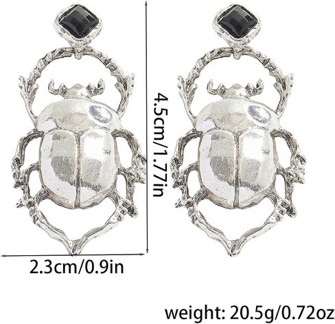 Alloy Gold Silver Scarab Beetle Earrings for Women, Vintage Insect Bug Dangle Earring, Unique Statement Woodland Animal Jewelry Gifts in Kuwait