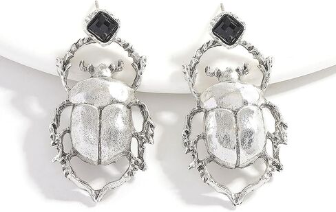 Alloy Gold Silver Scarab Beetle Earrings for Women, Vintage Insect Bug Dangle Earring, Unique Statement Woodland Animal Jewelry Gifts in Kuwait