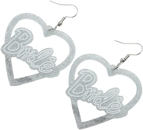 Love Heart Bride Earrings for Women Imitation Pearl Beaded Heart Earrings Bride Beauty Letter Statement Dangling Earrings Shiny Rhinestone Wedding Bridal Jewelry in Saudi Arabia