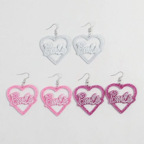 Love Heart Bride Earrings for Women Imitation Pearl Beaded Heart Earrings Bride Beauty Letter Statement Dangling Earrings Shiny Rhinestone Wedding Bridal Jewelry in Saudi Arabia