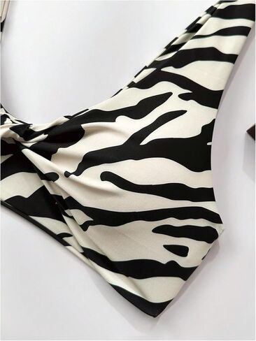 GORGLITTER Women's Zebra Striped Swimsuit 2 Piece Twist Front High Cut Hipster Bikini Bathing Suit in Saudi Arabia