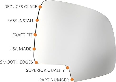 Fits 90-95 4Runner, 93-98 T100 Right Passenger Convex Power Mirror Glass Lens w/Adhesive USA no Backing Plate in Kuwait