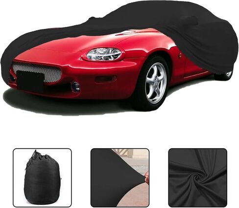 قم بتناسب حماية الغطاء الكامل للسيارة المتوافقة مع Mazda MX-5 Miata (1990-2025) ، غطاء السيارة الداخلي للتنفس للمرآب المقاوم للغبار ، ومرآب للسيارات (أسود) in Kuwait