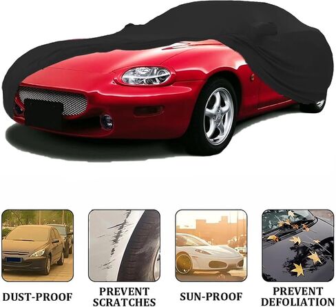 قم بتناسب حماية الغطاء الكامل للسيارة المتوافقة مع Mazda MX-5 Miata (1990-2025) ، غطاء السيارة الداخلي للتنفس للمرآب المقاوم للغبار ، ومرآب للسيارات (أسود) in Kuwait