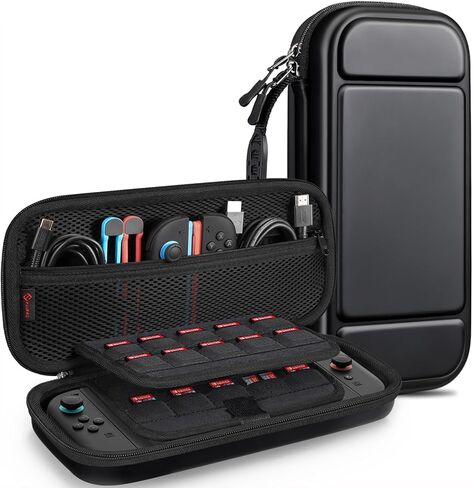 Fintie Carrying Case for Nintendo Switch 2 (2025) ، [shrackproof] قذيفة صلبة غلاف واقية محمولة مع 20 فتحات بطاقة لعبة وجيب داخلي للملحقات (أسود) in Kuwait