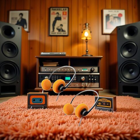 2 Pcs Retro On Ear Headphones, Wired Stereo Headphones, Headphone, Lightweight Portable Headphone with Adjustable Headband, Cassette Player, Over-Ear (Orange and Black) in Kuwait