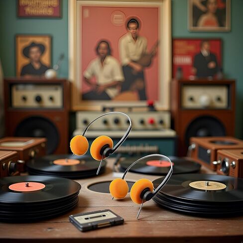 2 Pcs Retro On Ear Headphones, Wired Stereo Headphones, Headphone, Lightweight Portable Headphone with Adjustable Headband, Cassette Player, Over-Ear (Orange and Black) in Kuwait