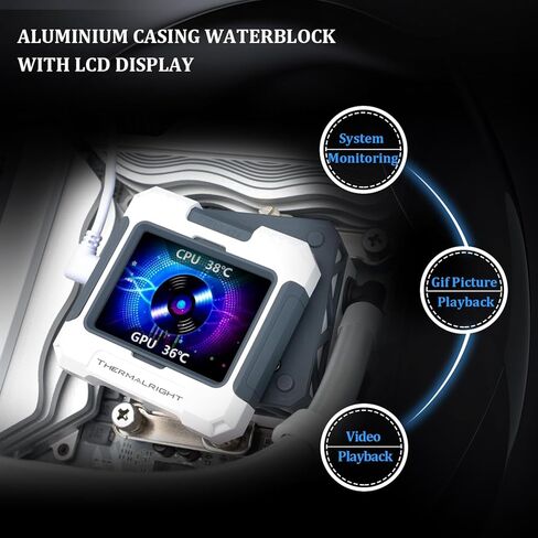Thermalright FW360 ARGB BW-360mm AIO CPU Liquid Cooler,IPS LCD Screen with 320x240 Resolution,for AM4/AM5/Intel LGA1700/1851,2.4 in Magnet-Absorbent LCD Screen for Images,CPU Water Cooler in Saudi Arabia
