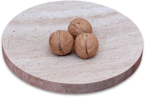 8" Natural Travertine Ring Dish Jewelry Tray for Women Gift - Marble Trinket Dish for Key Earring Nightstand - Candy,Fruit, Nut, Snack Serving Tray for Table, Home Decor (Beige Travertine) in Kuwait