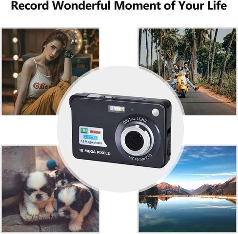 18MP Megapixel Digital Camera with 2.7" LCD Screen, Rechargeable Battery, HD Photo and Video for Indoor, Outdoor Photography for Adults, Kids (Silver) in Kuwait
