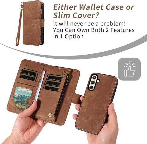 Phone Case for Samsung Galaxy S24/S25 5G Zipper Wallet Detachable Magnetic Cover with Tempered Glass Screen Protector Crossbody Lanyard Strap Flip Card Holder Slot S 24 24S 25 25S G5 Women Girls Red in Kuwait