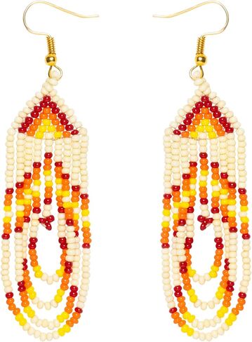 Handmade Beaded Earrings for Women | Multicolor Tribal jewellery | Native American Style Dangle Bead Earrings | Ethnic Statement Accessories in Saudi Arabia