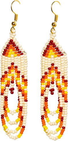 Handmade Beaded Earrings for Women | Multicolor Tribal jewellery | Native American Style Dangle Bead Earrings | Ethnic Statement Accessories in Saudi Arabia